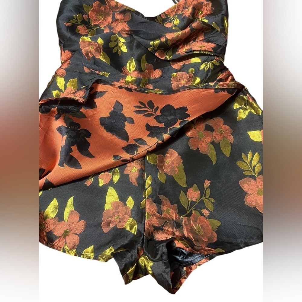 Lulus M Garden Gala Navy Blue Floral Jacquard Skort Romper - Picture 14 of 15